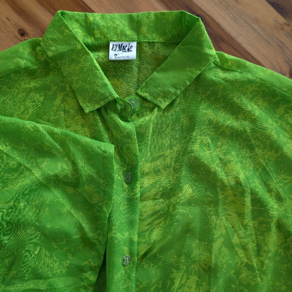 Vintage Viscose Beach Shirt Green Button Down